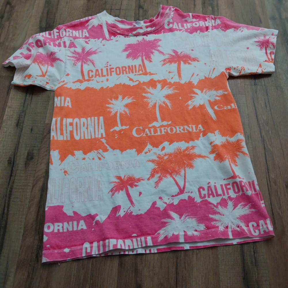 Vtg 80 90s California T shirt Neon sz M